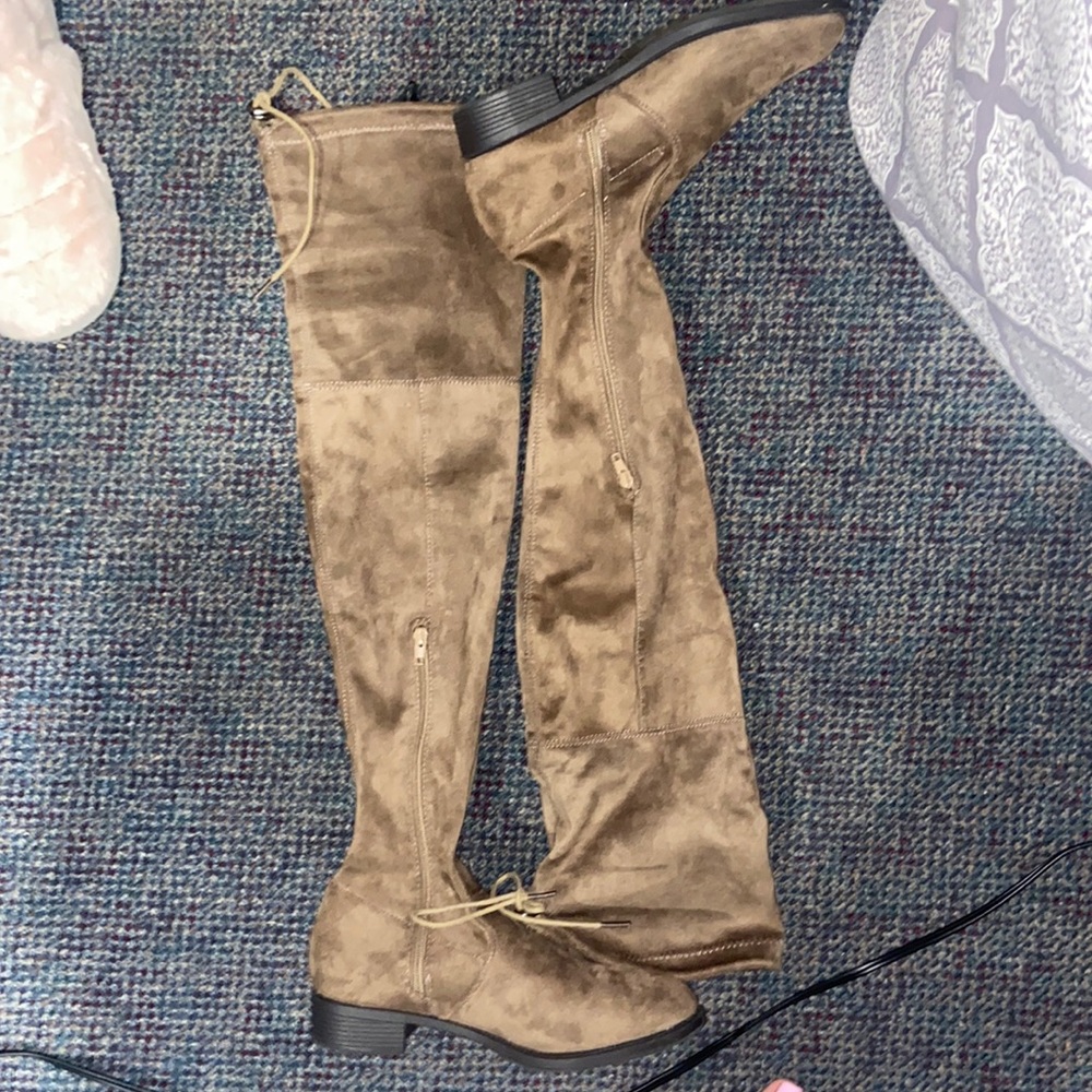 Light Brown Suede Thigh High Boots